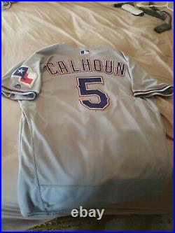 Willie Calhoun 2018 Texas Rangers game used/issued jersey Road Gray size 46